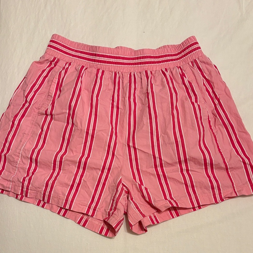 Pink Striped Elastic Boxer Shorts